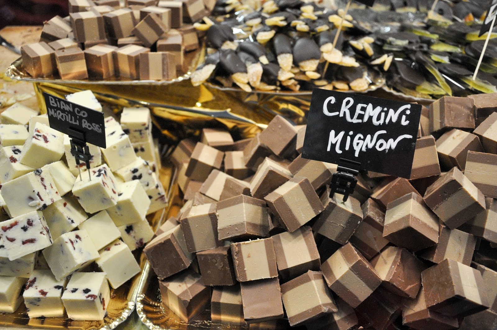 Cubes of cremino, Chocolate Festival, Piazza dei Signori, Vicenza, Veneto, Italy