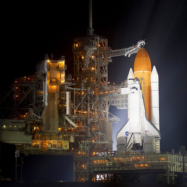 Shuttle Discovery at launch pad 39A on Wednesday, Feb. 23, 2011