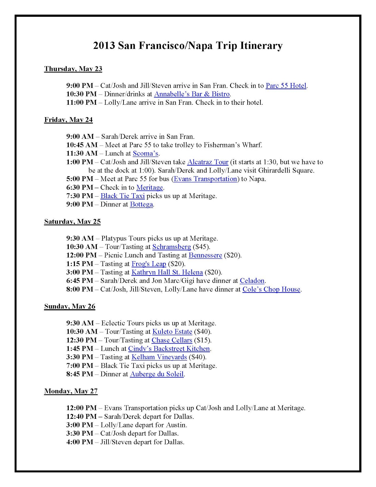 Team Shep Blog: San Francisco/Napa Trip | Day One