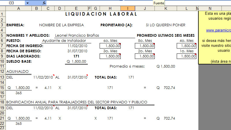 calculo de prestaciones laborales por renuncia en guatemala