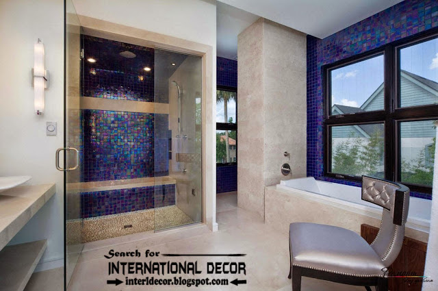 beautiful bathroom tiles designs ideas, blue mosaic tiles for bathroom