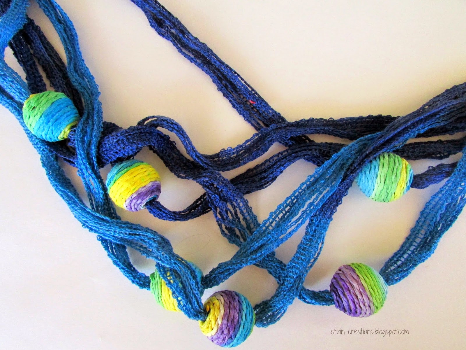 Yarn Beaded Necklace Ef Zin Creations