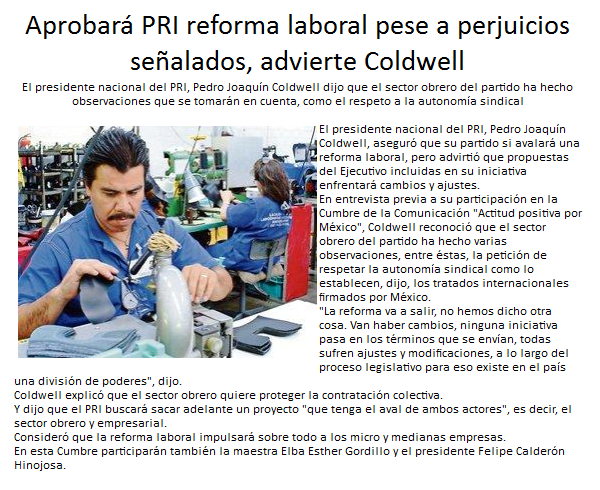 Aprobara PRI Reforma Laboral