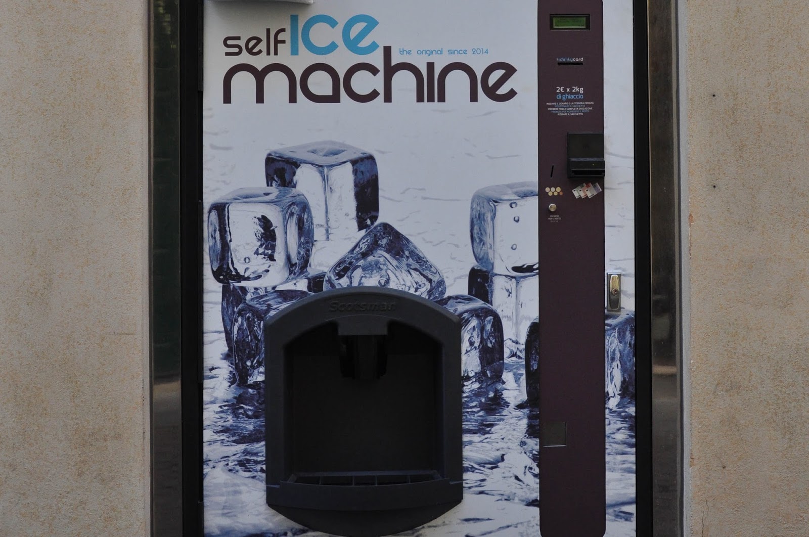 Close-up of an ice-vending machine, Vicenza, Veneto, Italy