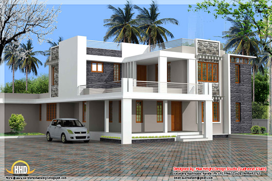 3532 square feet 5 bedroom contemporary Kerala villa design - May 2012