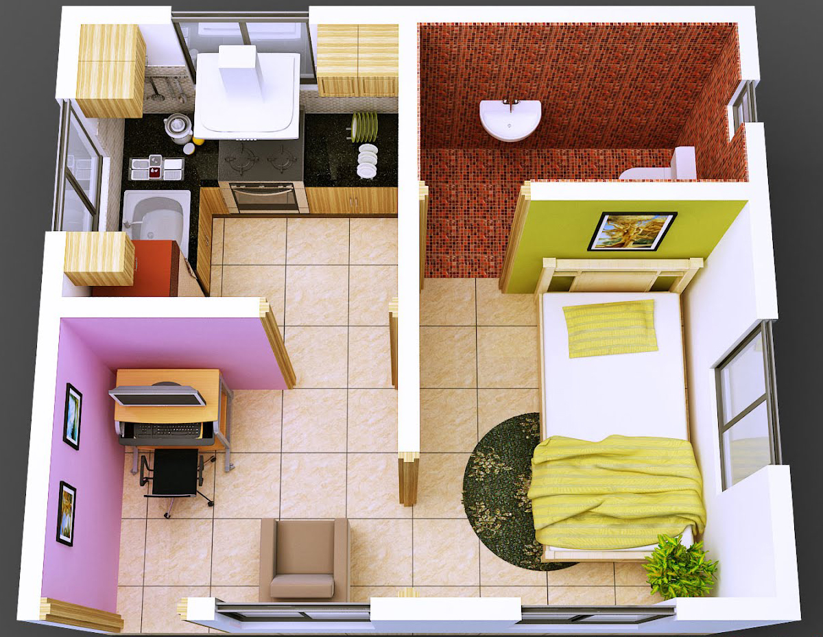 Desain Interior Apartemen Studio Minimalis