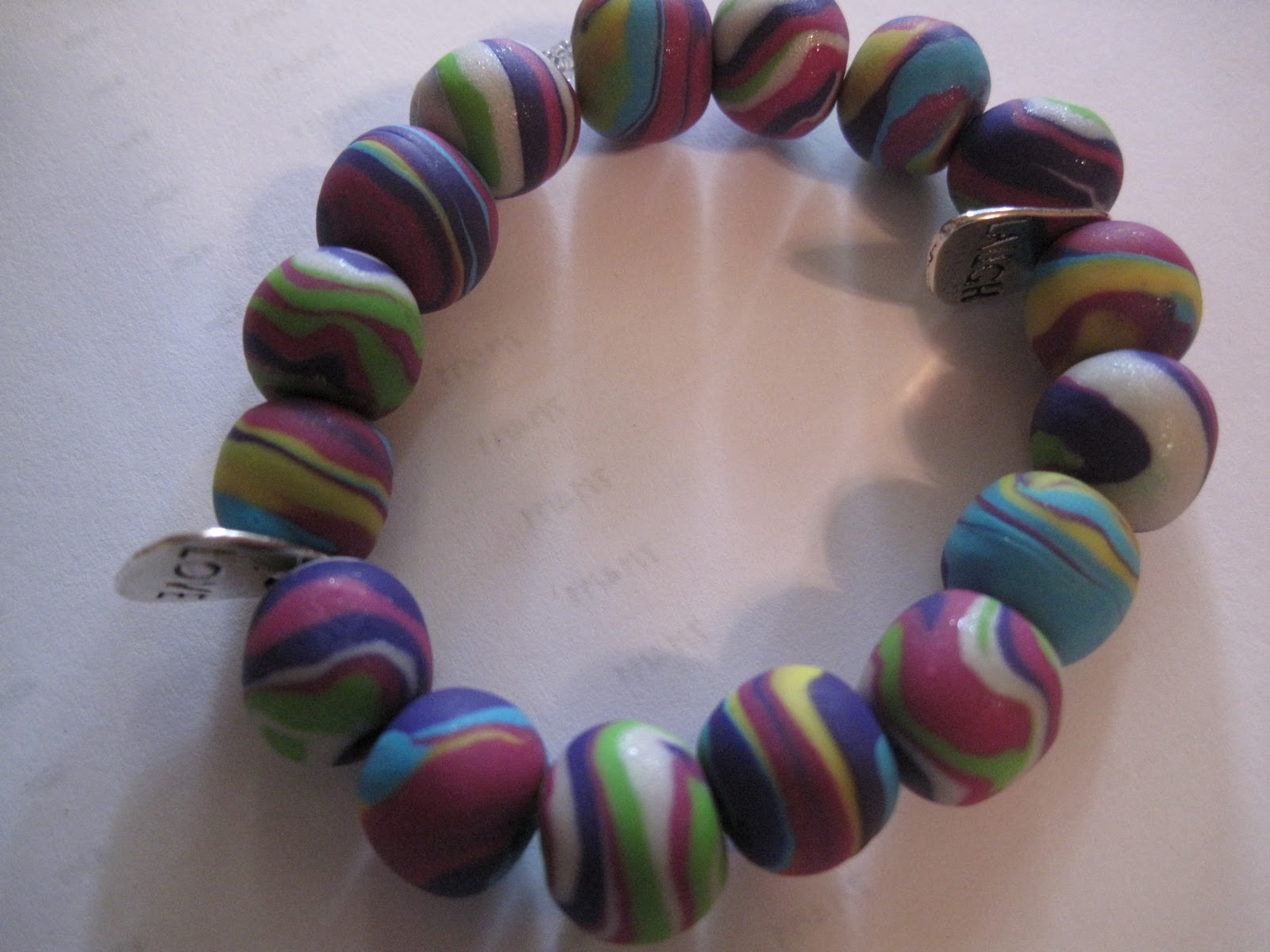 Angela Anderson Art Blog: Marbled Polymer Clay Bead Bracelets