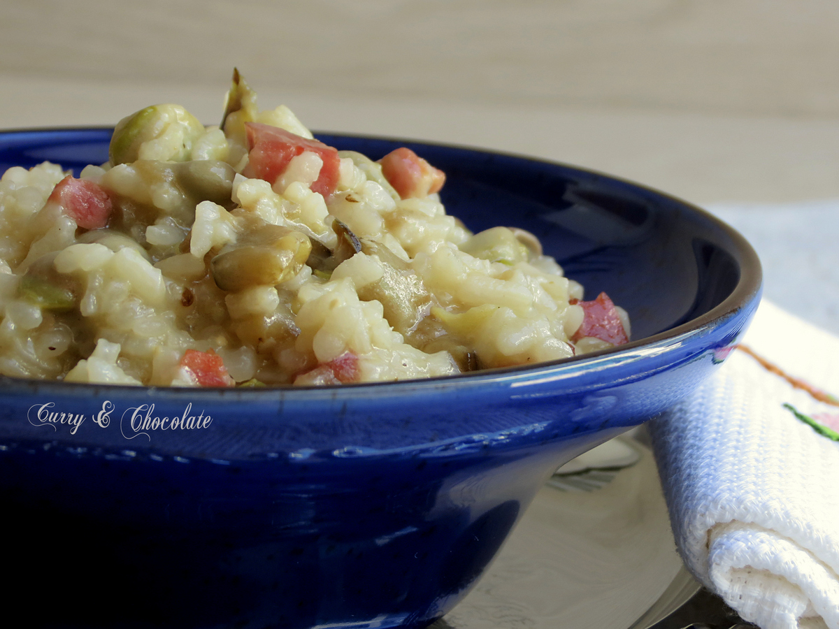 Risotto de habas y berenjena con jamón – Eggplant and fava beans risotto Risotto de habas y berenjena con jamón – Eggplant and fava beans risotto