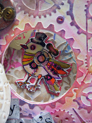 Valentines steampunk card close up window