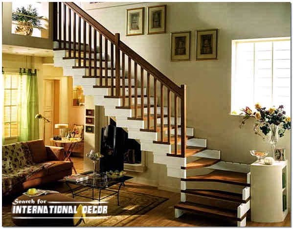 Wooden stairway in a private home