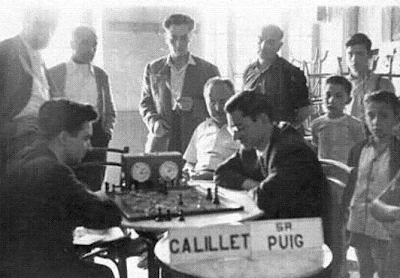 Partida General Soler - Pere Puig en el II Torneo Nacional de Ajedrez de La Pobla de Lillet 1956