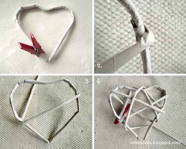 tutorial, Newspaper hearts, recycling newspapers, taaskasutus, window hangers, window decorations, ajalehest südamed, akna dekoratsioonid