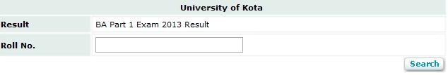 BA Part 1 Result Kota University Results 2013