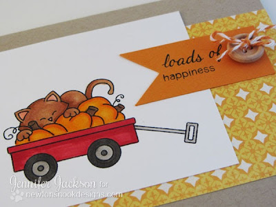 Wagon card with pumpkin and cat for Newton's Nook Designs