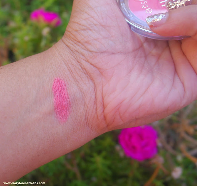 swatches of essence cosmetics blush in life's a cherry