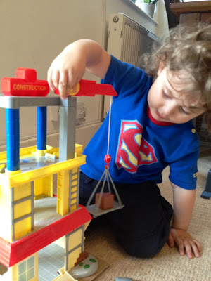 Ben "cranking" the crane Bob The Builder Deluxe Construction Tower, Review