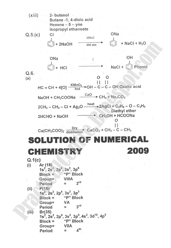 Chemistry-Numericals-Solve-2010-five-year-paper-class-XII
