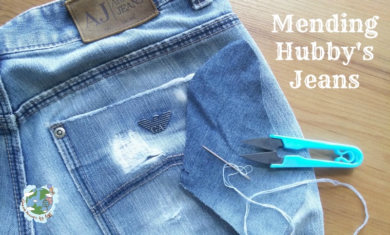 Fix It Friday - Mending Hubby's Jeans