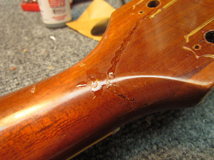 Filling Crack on Gibson Headstock Break (Pt. 3 of Gibson ES225