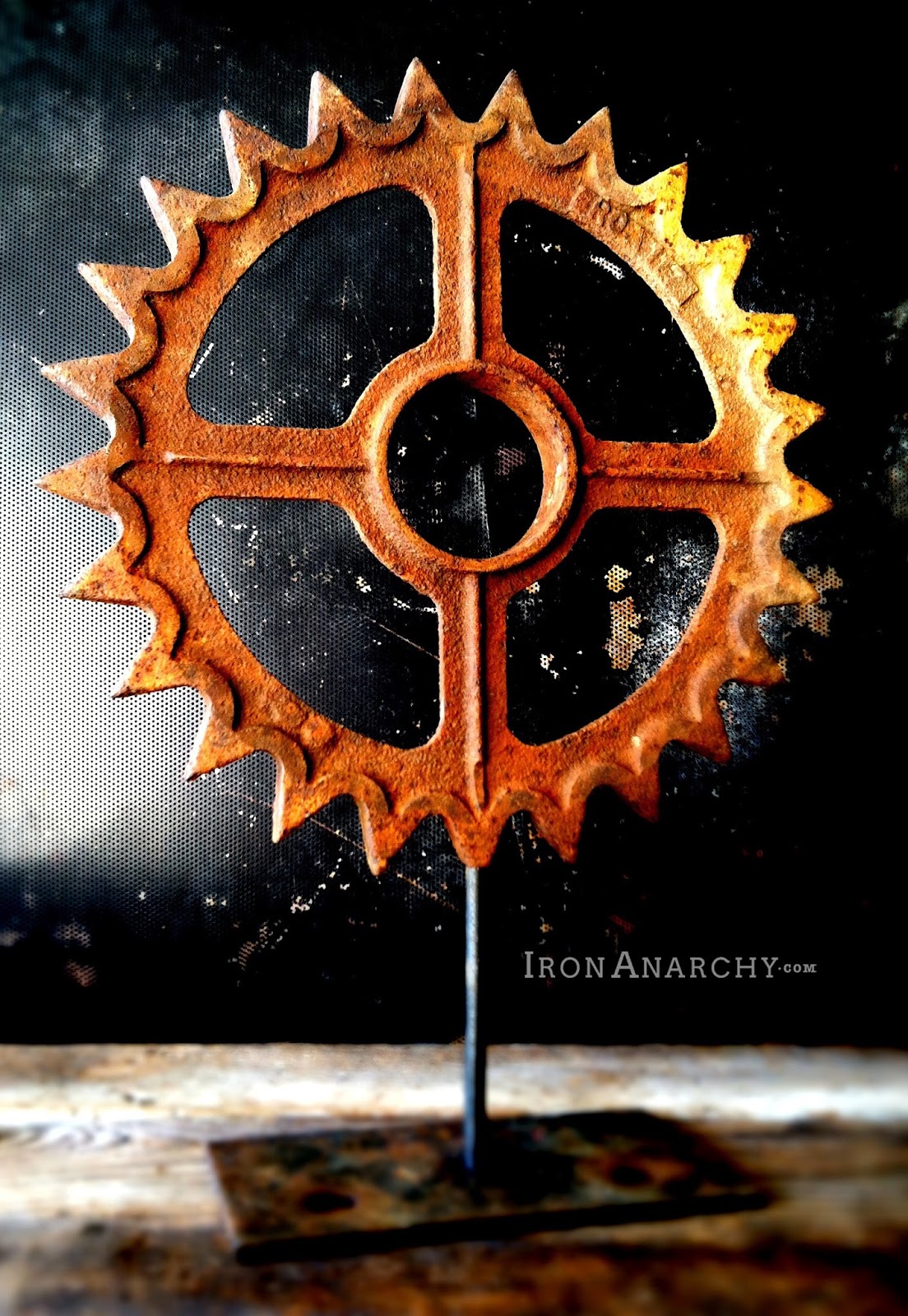 Antique Industrial Cast Iron Gear Sculpture