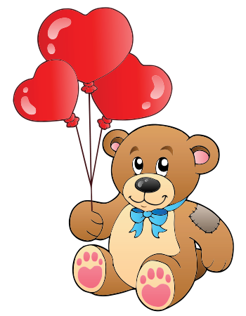 Teddy with Heart Balloons