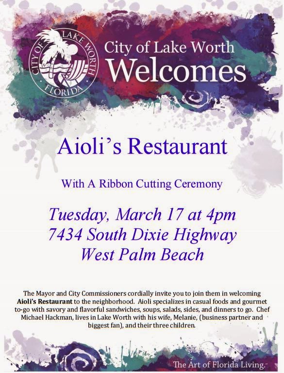 Lake Worth Beach City Limits Aioli’s Restaurant Ribbon Cutting