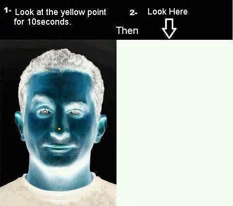 Optical illusion: Girl in inverted colors