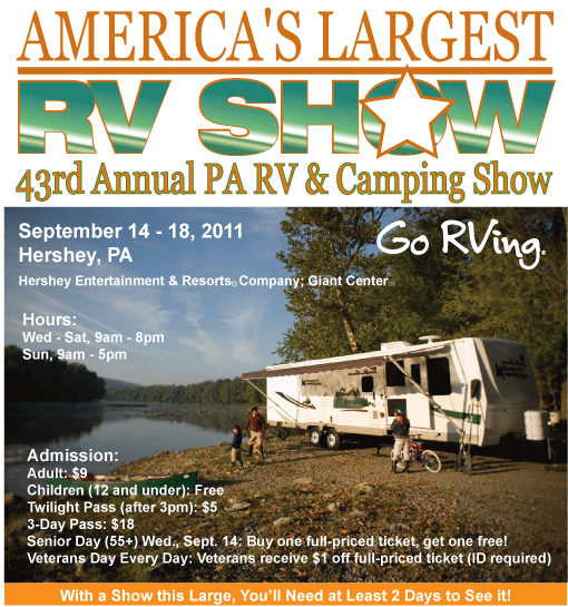 Hershey RV Show, Herhsey Giant Center, Hershey PA Bed and Breakfast