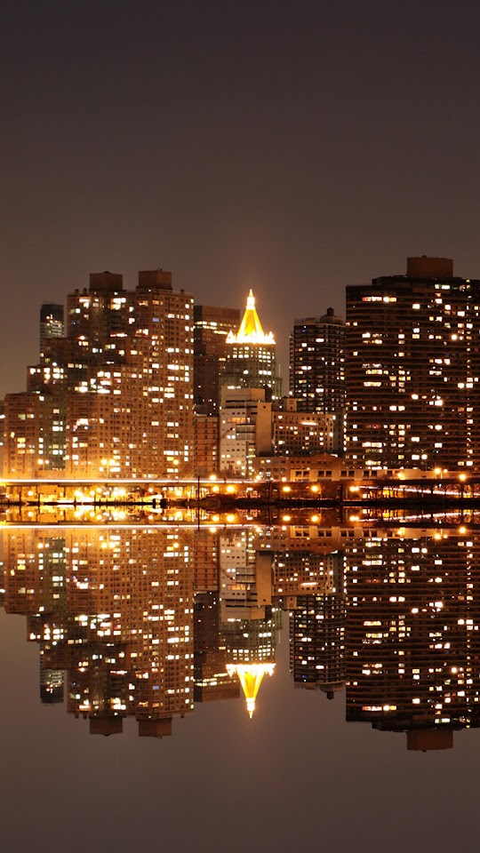 HD City Reflection At Night Android Wallpaper
