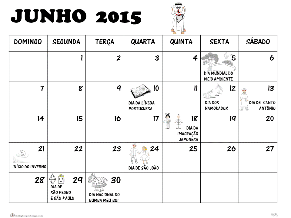 calendario junho 2015