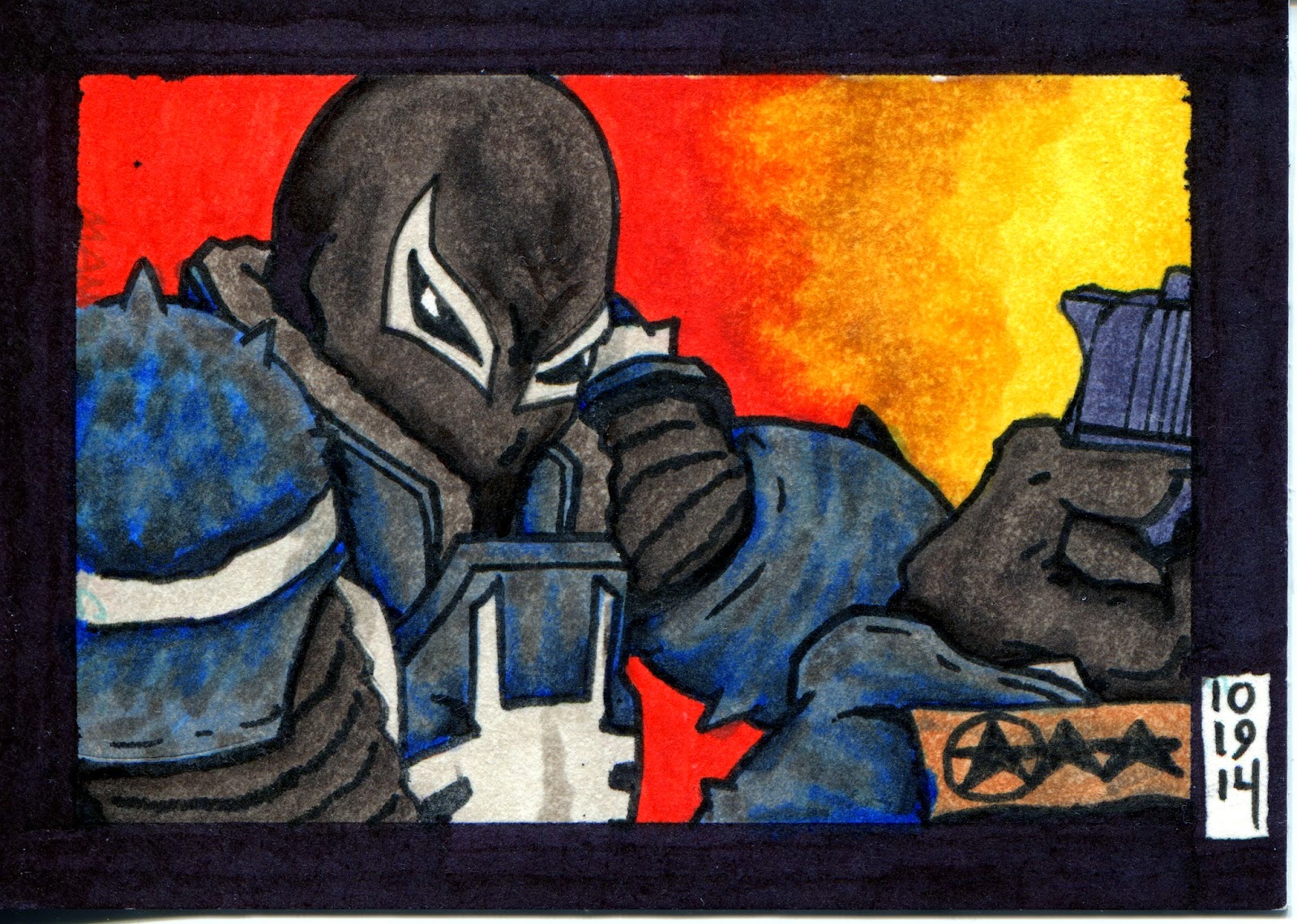 Agent Venom artist sketch card by Orion Petitclerc