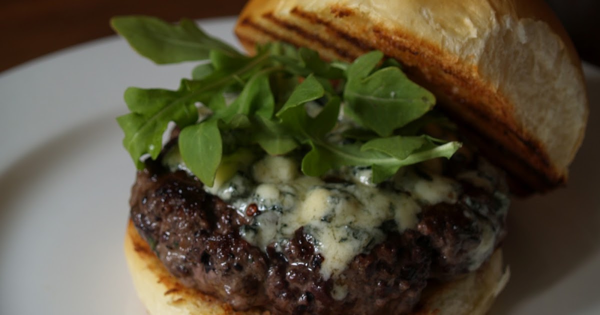 Persimmon and Peach Beef & Black Olive Tapenade Burgers with Stilton