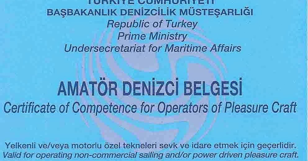 Amator Denizcilik Belgesi Gordum Yaptim