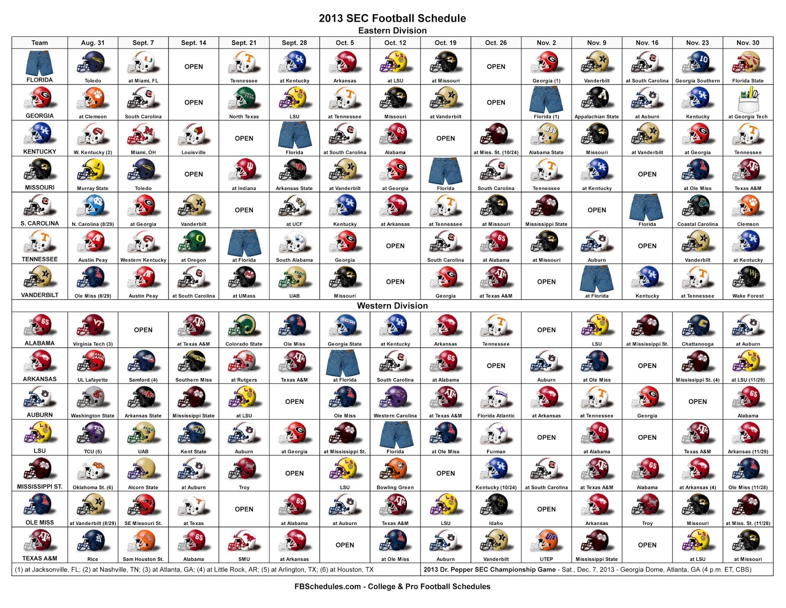 Sec Football Helmet Schedule 2011 Pdf