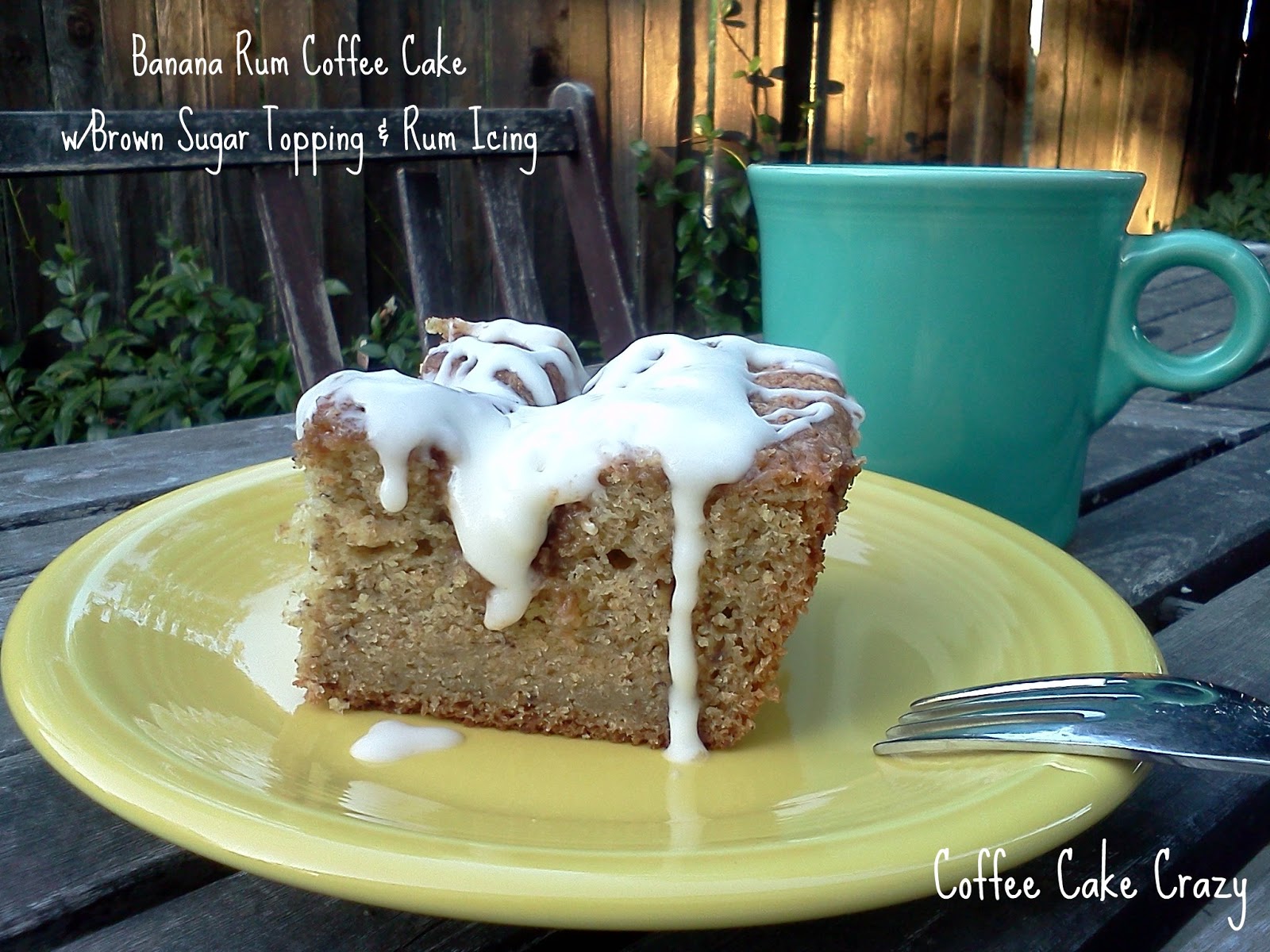 Banana Rum Coffee Cake w/Brown Sugar Topping & Rum Icing Coffee Cake