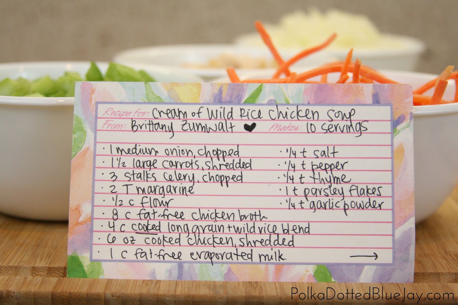 Chicken and Wild Rice Soup with Uncle Ben's® Polka Dotted Blue Jay