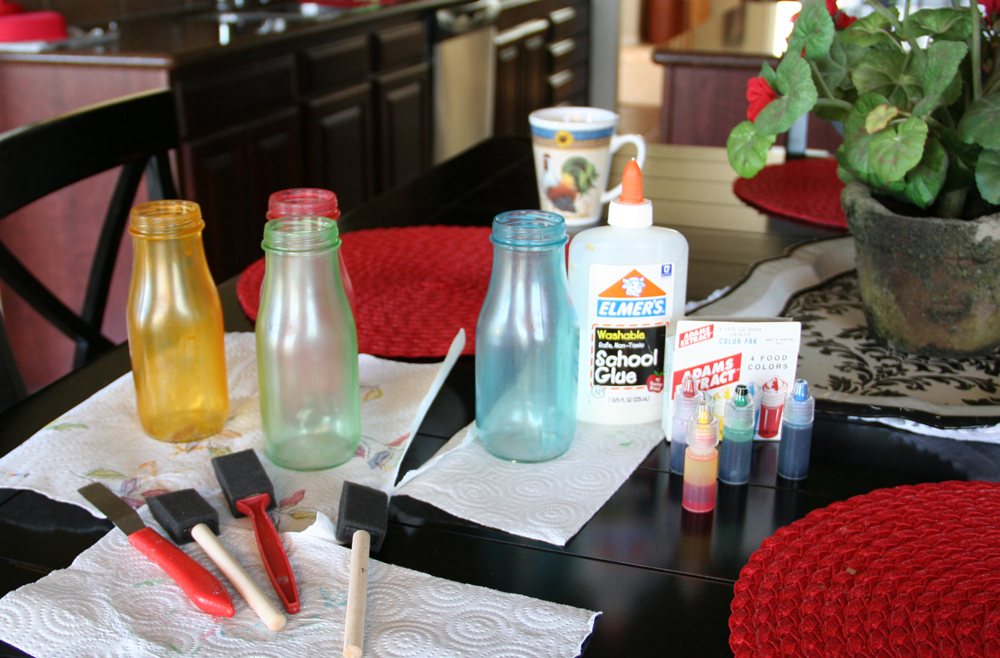 Art Happens Paint Glass with Elmers Glue To Get Seaglass Effect