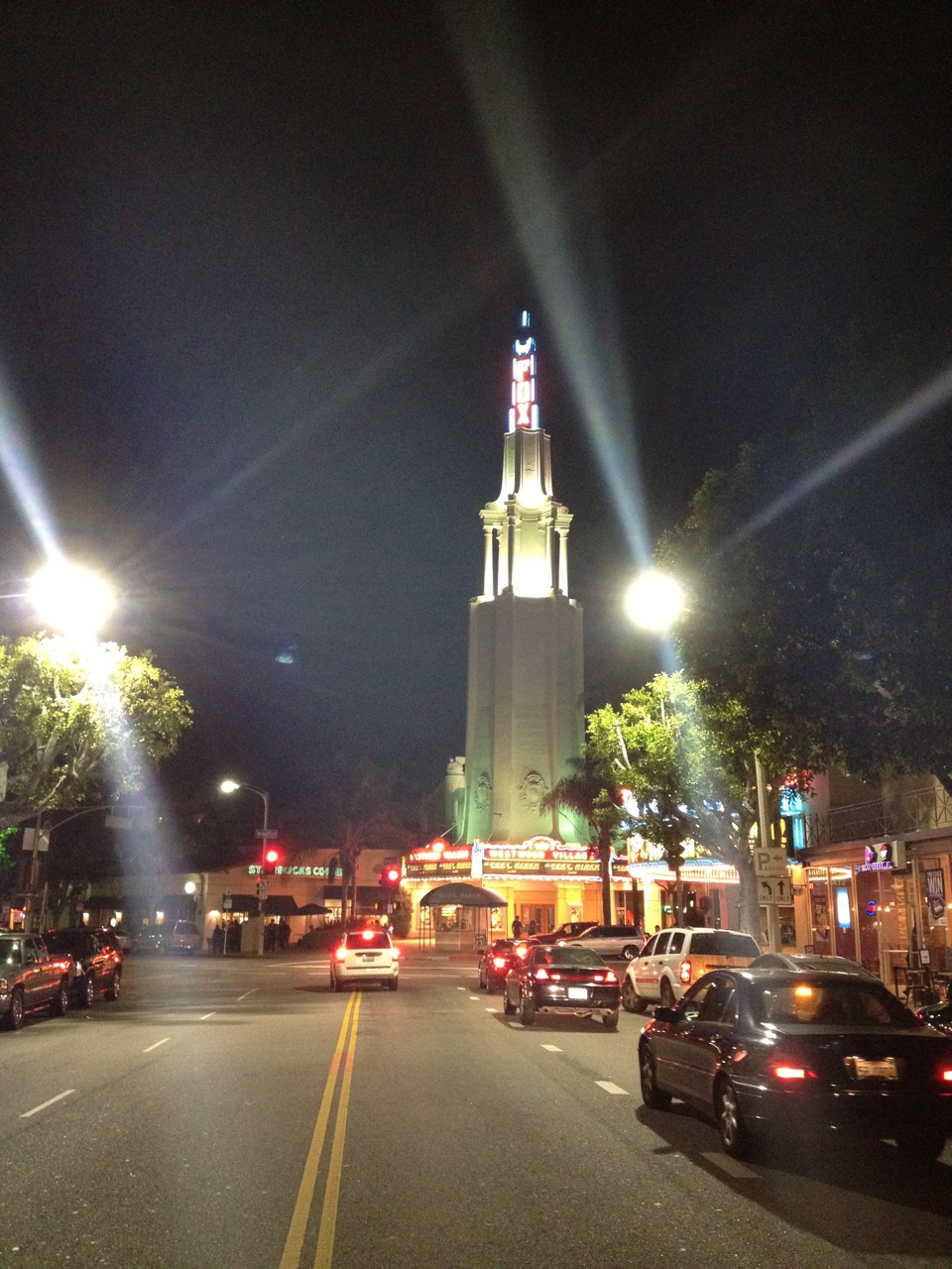 The Fox theater in Westwood Village at night Los Angeles