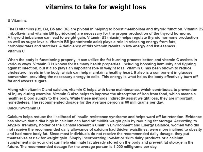 What Vitamins Are Good For Weight Loss