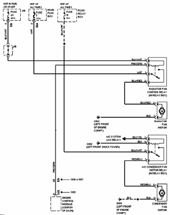 Wiring Schematic Diagram: 1996 Suzuki Esteem Cooling Fan Circuit and