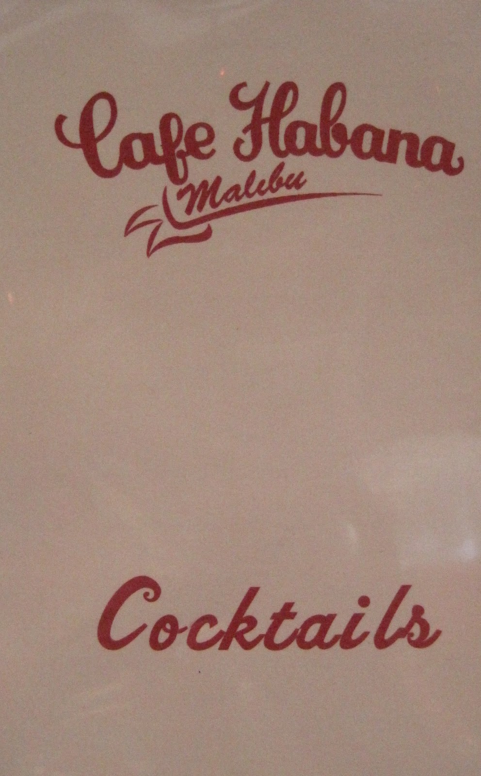 Habana Cafe Malibu Menu