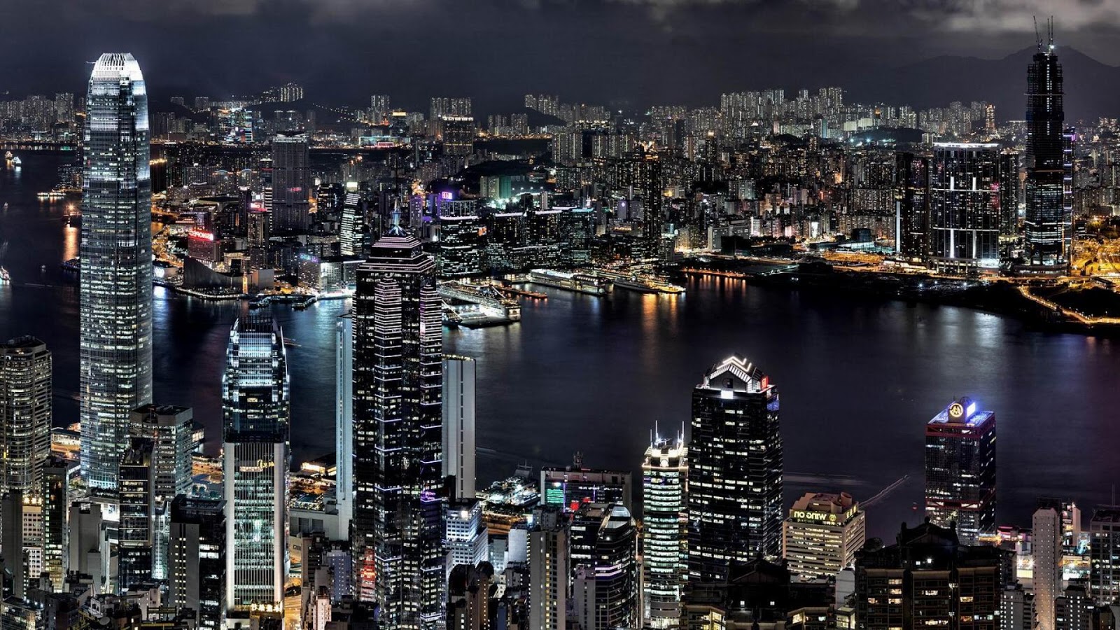 HD WALLPAPERS: Hong Kong city at night HD wallpaper (1920 ...