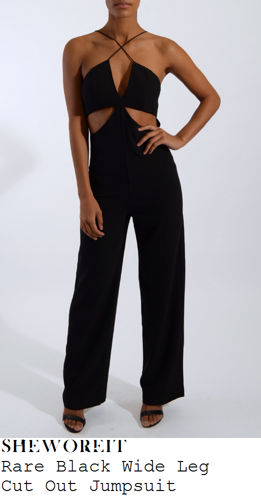 vicky-pattison-black-sleeveless-v-neck-cut-out-detail-wide-leg-jumpsuit