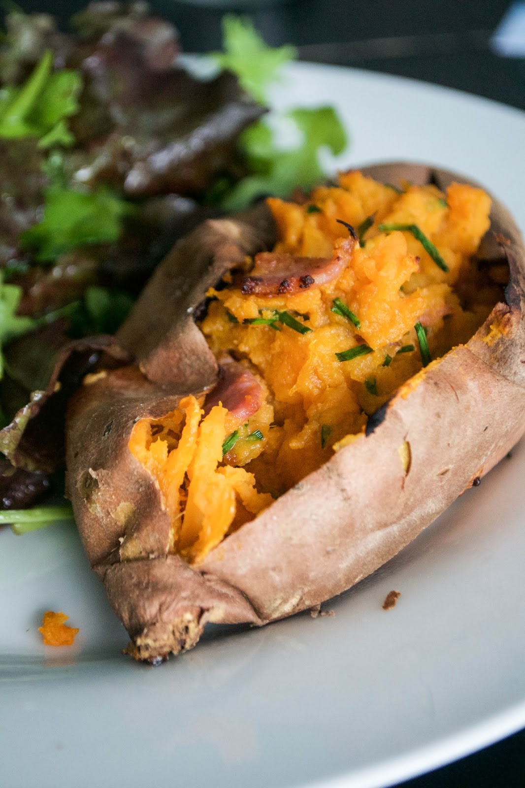 COMFORT BITES BLOG Bacon Stuffed Twice Baked Sweet Potato Jackets