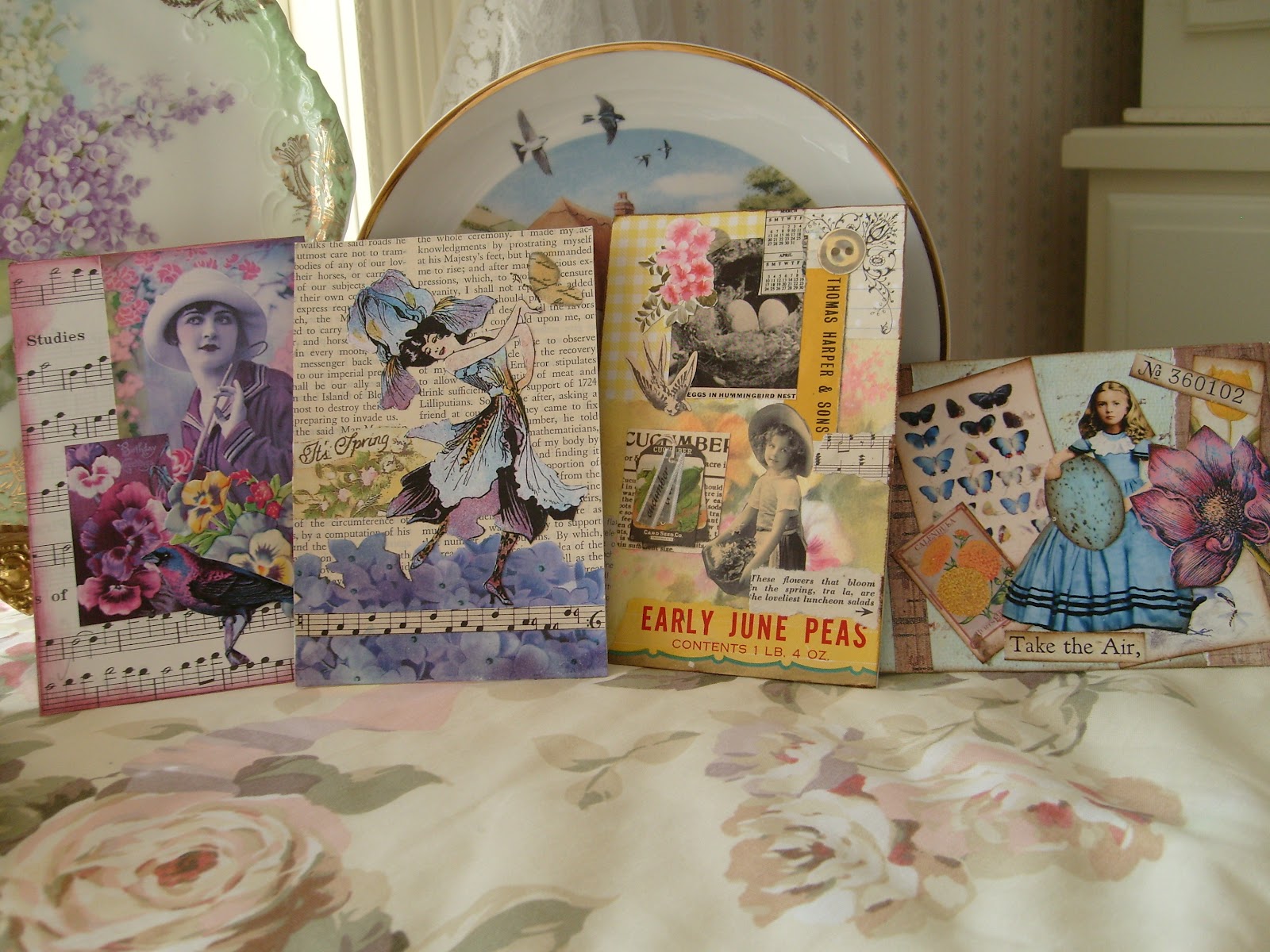 SKETCHBOOKs ATC's MAIL ART GLUE BOOK PAGES APRIL SPRINGTIME!