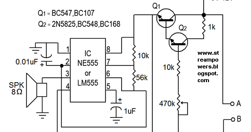Wiring diagram Ref: Simple Water Sensor Circuit Diagram using IC 555