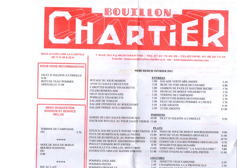 Le blog de Clementine Restaurant Bouillon Chartier Paris IXe
