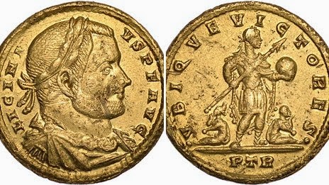 Aficionado a la detección de metales encuentra una moneda de oro de Licinio en Inglaterra Festaureus+licinius