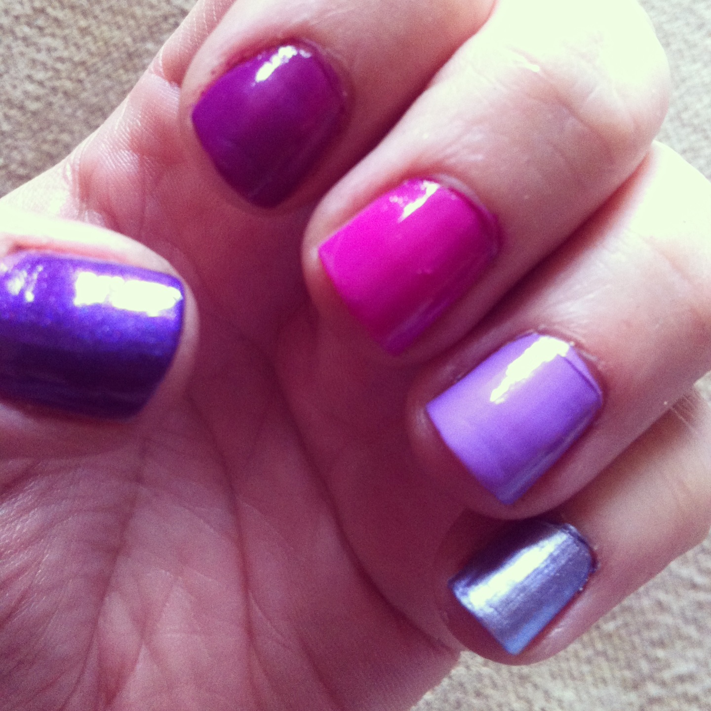 Purple Fingernails Dark Brown Hairs