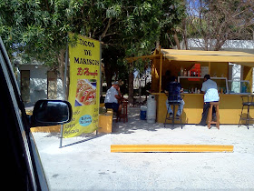View of Taco Stand from Taxi